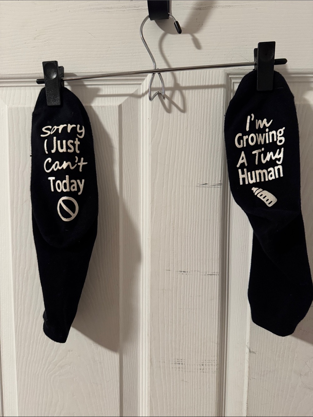 Black Novelty No-Show Socks - Maternity Message